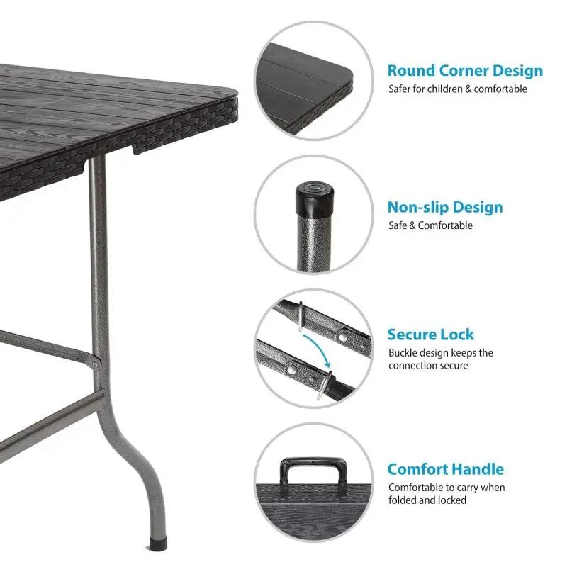 Sekey 180 cm Klappbar Gartentisch mit Tragegriff Sekey