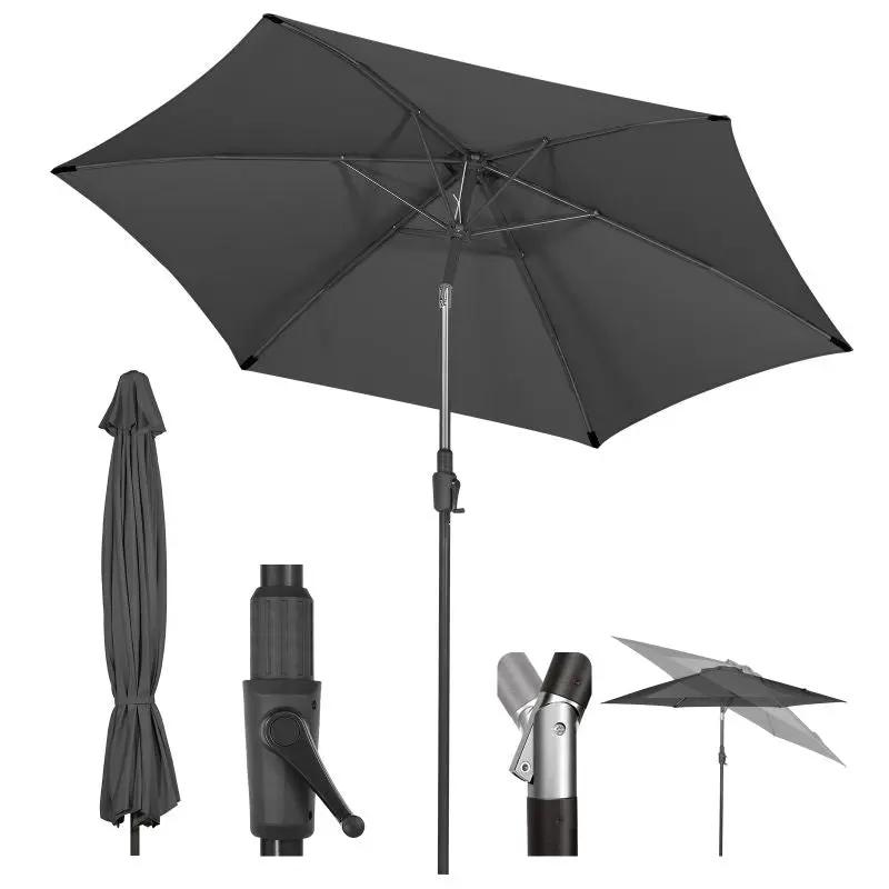Sekey 270cm Sonnenschirm mit Kurbel, Knickbar im Sitzen, Sonnenschutz UV50+ Sekey