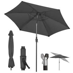 Sekey 270cm Sonnenschirm mit Kurbel, Knickbar im Sitzen, Sonnenschutz UV50+ Sekey
