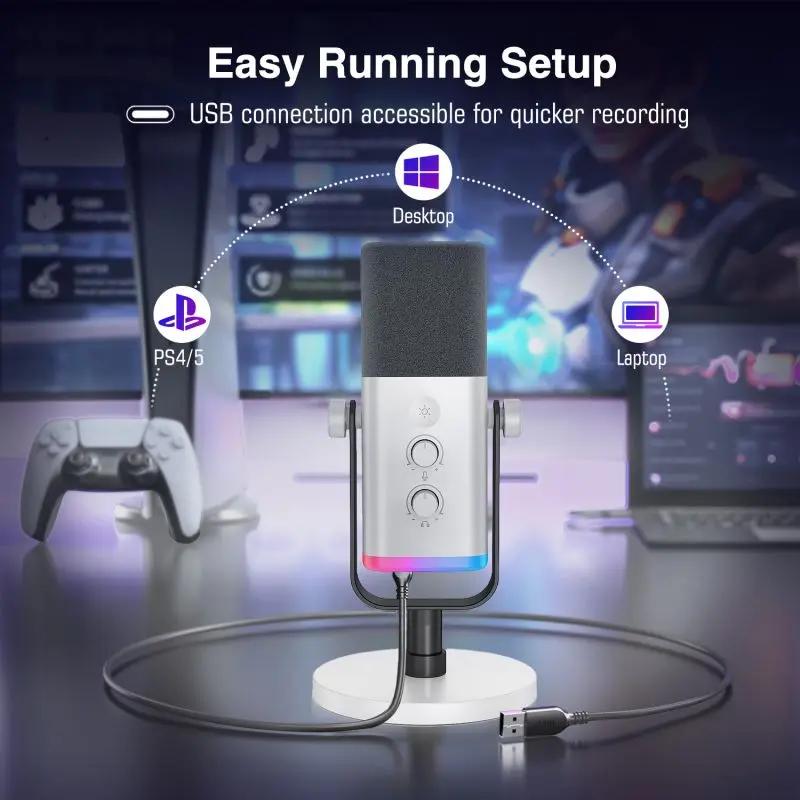 Fifine USB / XLR Dynamisch Mikrofon mit Stummschalttaste und Kopfhörerbuchse, AM8 Sekey
