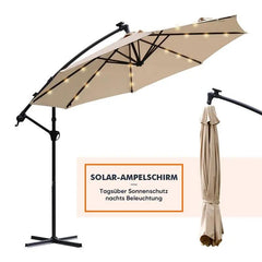 Sekey 300 cm Ampelschirm mit LED Solar Beleuchtung, Sonnenschutz UV50+ Sekey