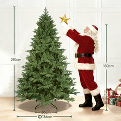Salcar Künstlicher Weihnachtsbaum Fichte – Dunkelgrün, naturgetreu & extra dicht, PE & PVC, 150 / 180 / 210 cm