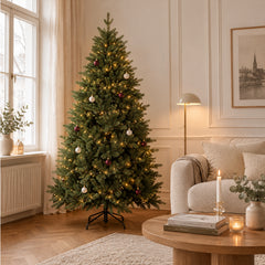 Salcar Künstlicher Weihnachtsbaum Nordmanntanne – PE & PVC, naturgetreuer Christbaum mit Topf oder Metallständer