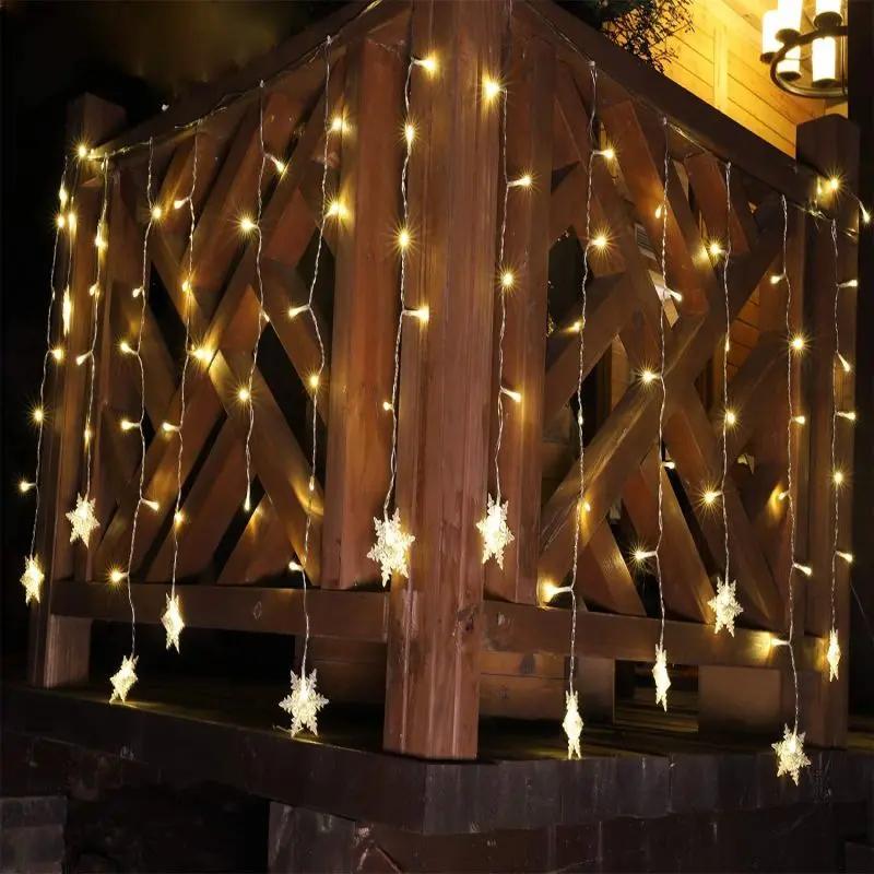 Salcar 3,2 x 0,8 m LED Lichtervorhang mit 18 Schneeflocken, 108 LEDs, 31V GS-zertifizierte Stromversorgung Salcar