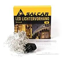 Salcar 2m/ 5m / 10m LED Eisregen Lichterkette, 80/ 200 / 400 LEDs, 31V GS-zertifizierte Stromversorgung Salcar
