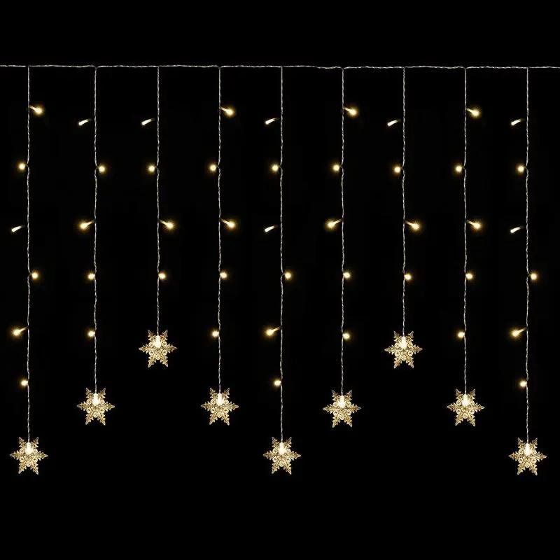Salcar 3,2 x 0,8 m LED Lichtervorhang mit 18 Schneeflocken, 108 LEDs, 31V GS-zertifizierte Stromversorgung Salcar