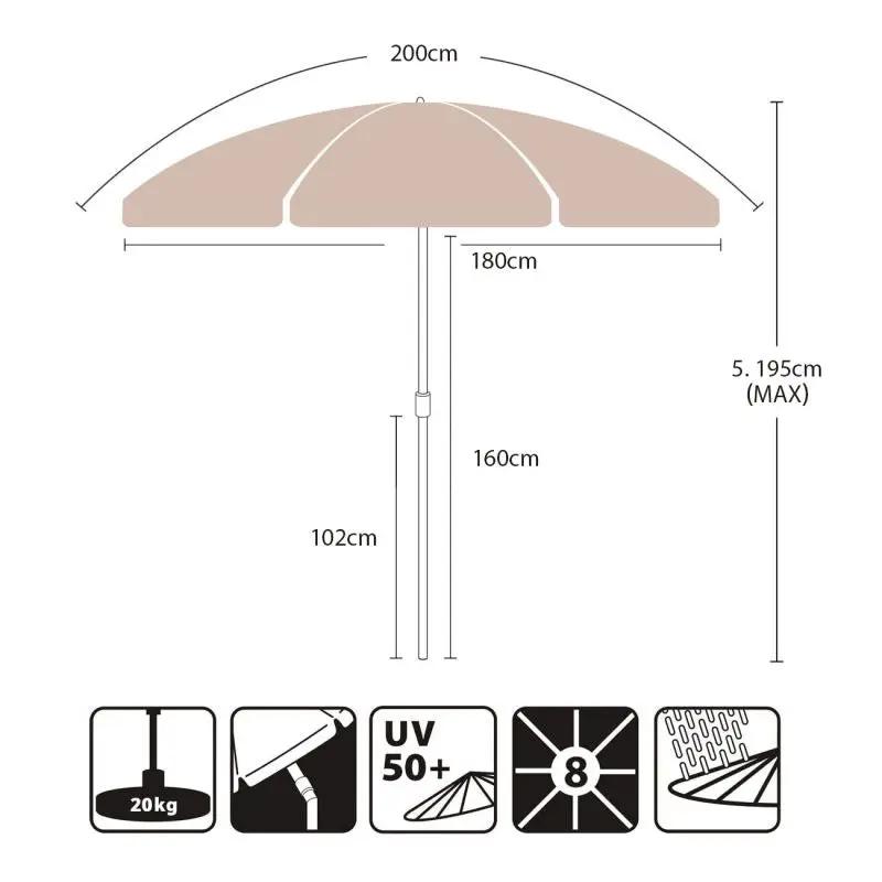 Sekey 200 cm Sonnenschirm mit Schutzhülle, Sonnenschutz UV50+ Sekey