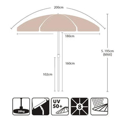 Sekey 200 cm Sonnenschirm mit Schutzhülle, Sonnenschutz UV50+ Sekey