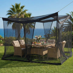 Sekey Moskitonetz Pavillon Schwarz 3,5×2,5×2,5 m – Großes Fliegennetz für Pergola & Terrasse, Robuster Mückenschutz Garten Outdoor mit Zubehör