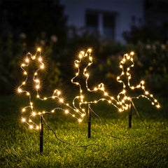 Salcar LED Rentier Garten Deko 30 cm – 3er Set Weihnachtsleuchten mit 8 Lichtmodi