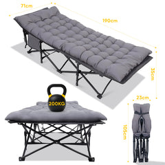 Sekey XXL Feldbett Klappbar 190×71×35 cm überbreit | Stahlrahmen bis 200 kg | 1200D Oxford | Inkl. abnehmbarer Matratze & Seitentasche Ideal für Camping & Gäste