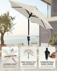 Sekey Rechteckiger Sonnenschirm 200x300 cm mit Kurbel & 30° Neigung – UV-Schutz 50+, Gartenschirm, Marktschirm, stabiler Terrassenschirm für Garten & Balkon