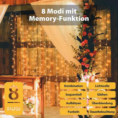 Salcar 2x2m/2x3m/6x3m LED Lichtervorhang, 160/240/600 LEDs, 31V GS-zertifizierte Stromversorgung Sekey