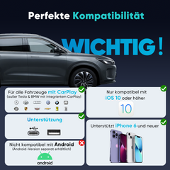 Salcar Kabelloser CarPlay Adapter für iPhone – 2025 Upgrade, Wireless USB Dongle für stabiles & unterbrechungsfreies CarPlay, kompatibel mit iOS 10+ Salcar