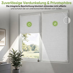 Salcar Wabenplissee Weiß ohne Bohren – Verdunkelungsplissee Thermo Doppelplissee Klemmfix für Fenster & Türen, Up & Down Plissee mit Hitze- und Schallschutz