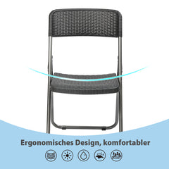 Sekey Balkonmöbel Set 5-teilig – Klappbares Balkonset für 4 Personen, Wetterfestes Rattan Gartenmöbel Set mit 4 Klappstühlen & Tisch, Bistro Set für Balkon, Terrasse und Garten