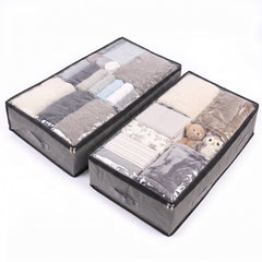 Sekey Unterbett-Aufbewahrungstasche 110L – Faltbare Aufbewahrungsbox mit transparentem Deckel, Doppelreißverschluss & 4 Tragegriffen, 100 × 50 × 19 cm, für Kleidung, Bettwäsche & Decken