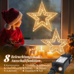 Salcar LED Weihnachtsstern 45 cm, Metall Leuchtstern mit 720 LEDs, 8 Modi & Timer, Stern Fenster Deko, Innen & Außen, Warmweiß Salcar
