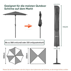 Sekey 175 x 30,5/36,5 cm Schutzhülle für 300 cm Sonnenschirm, aus Polyester-Gewebe Sekey