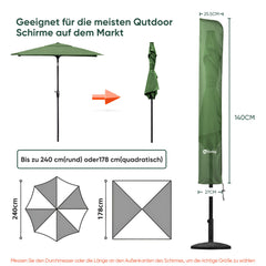 Sekey 140 x 25.5/27 cm protective cover for 200 cm parasol, made of polyester fabric
