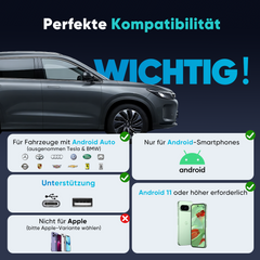 Salcar Kabelloser Android Auto Adapter – 2025 Upgrade, Wireless USB Dongle mit Dualband WiFi für stabile & unterbrechungsfreie Verbindung, kompatibel mit Android 11+ Salcar