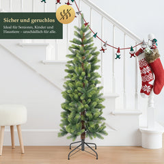 SALCAR Slim Artificial Christmas Tree 120/150/180/210 cm | Slim Nordmann Fir made of PE, Space-saving, Realistic, Reusable, With Metal Stand