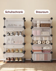 Sekey Schuhschrank mit 10 Fächern – Modularer Schuhorganizer für bis zu 20 Paar Schuhe, stabil & platzsparend, inkl. Hammer & Kippschutz Sekey