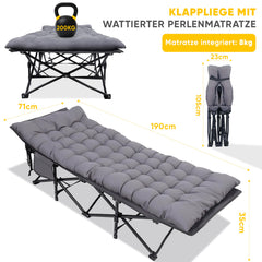 Sekey XXL Feldbett Klappbar 190×71×35 cm überbreit | Stahlrahmen bis 200 kg | 1200D Oxford | Inkl. abnehmbarer Matratze & Seitentasche Ideal für Camping & Gäste