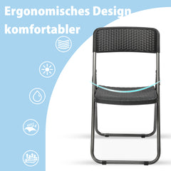 Sekey Balkonmöbel Set 5-teilig – Klappbares Balkonset für 4 Personen, Wetterfestes Rattan Gartenmöbel Set mit 4 Klappstühlen & Tisch, Bistro Set für Balkon, Terrasse und Garten