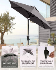 Sekey Rechteckiger Sonnenschirm 200x300 cm mit Kurbel & 30° Neigung – UV-Schutz 50+, Gartenschirm, Marktschirm, stabiler Terrassenschirm für Garten & Balkon