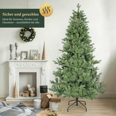 Salcar Künstlicher Weihnachtsbaum 150/180/210 cm aus 90 % PE Spritzguss, Premium Nordmanntanne, realistischer Christbaum mit stabilem Metallständer & Schnellaufbau-Klappsystem