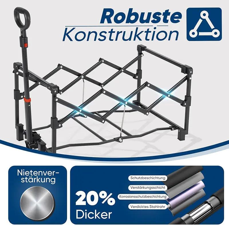 Sunula 80L / 100KG Faltbarer Bollerwagen, mit Bremsen, Halbiertem Eigengewicht Sekey