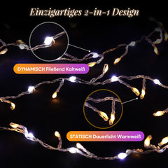 Salcar LED Lichterkette Außen, Warmweiß & Kaltweiß, 14 Modi, Timer & Memory, IP44 Wasserdicht, Weihnachtsbeleuchtung für Garten, Balkon, Party, Hochzeit Salcar