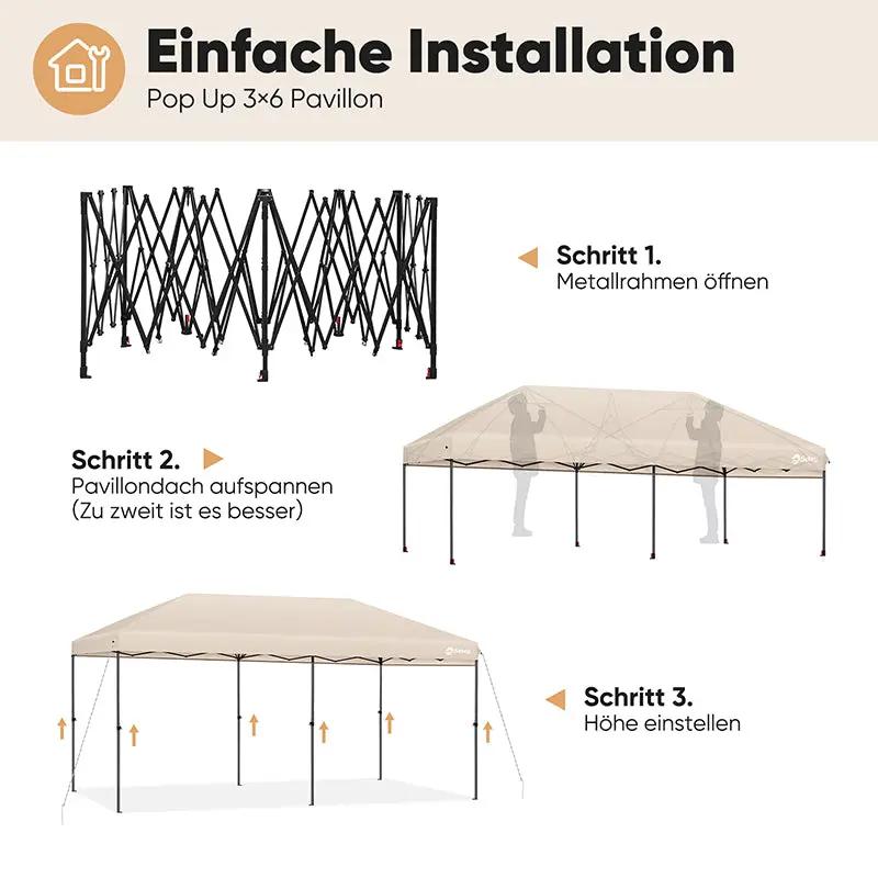 Sekey 300 x 600 cm Faltpavillon mit 6 Sandsack Sekey