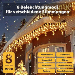 Salcar 5m /10m /15m LED Eisregen Lichterkette, 200 / 400 /608 LEDs, mit Fernbedienung Sekey
