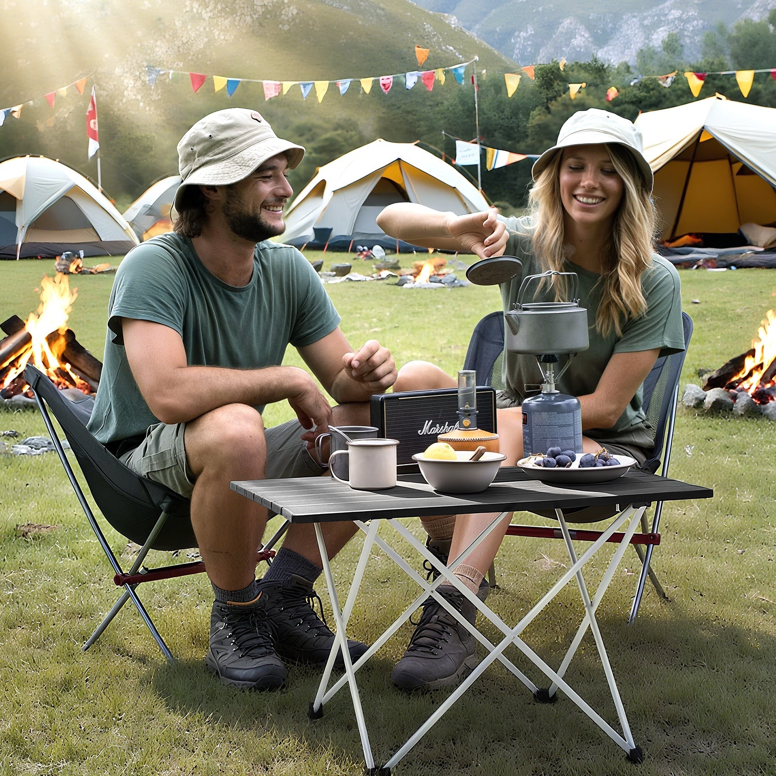 Sunula Klappbarer Campingtisch, Ultraleicht 1,7 kg, 30 kg Tragkraft, Wasserdicht, Rutschfest, 3 Größen, Einfach zu Montieren, Für Camping, Picknick, Garten, Outdoor Sekey