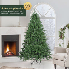 Salcar Premium Künstlicher Weihnachtsbaum 150cm/180cm/210cm – Nordmanntanne aus 100 % PE, naturgrün, form- & farbstabil, geruchlos, nadelfrei Salcar