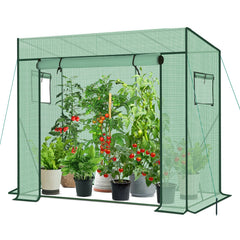 Sekey Tomatengewächshaus 200 x 170 x 77 cm Begehbares Folien-Gewächshaus für Balkon & Garten, stabil, winterfest & UV-beständig, Grün Sekey