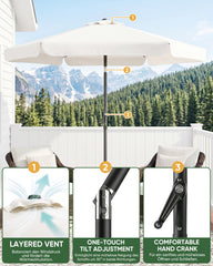 Sekey Sonnenschirm Ø200 cm rund mit Kurbel & Knickfunktion – Balkon Sonnenschirm UV50+, wetterfest & stabil für Terrasse, Garten & Camping