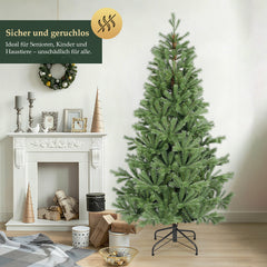 Salcar Künstlicher Weihnachtsbaum 150/180/210 cm aus 90 % PE Spritzguss, Premium Nordmanntanne, realistischer Christbaum mit stabilem Metallständer & Schnellaufbau-Klappsystem