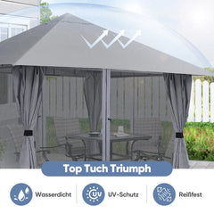 Sekey Pavillon 3x3m mit 4 Seitenteilen und 4 Moskitonetz, Doppeldach Sekey