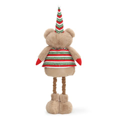 Salcar Weihnachtsfigur Plüsch-Bär 55–70 cm – Stehende Weihnachtsdeko mit verstellbaren Teleskopbeinen, Weicher Plüschbär für Kamin, Fensterbank & Wohnzimmer