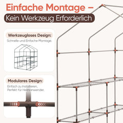 Sekey Foliengewächshaus 200x145x145 cm Balkon-Gewächshaus mit 10 Regalböden, Stabil & Ideal für gesundes Pflanzenwachstum Sekey
