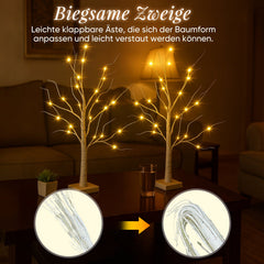 Salcar LED Lichterbaum 60 cm, Birke mit 24 warmweißen LEDs, USB/Batteriebetrieben, Weihnachts- und Partydeko für Zuhause, Geburtstag, Hochzeit, Innendekoration Salcar
