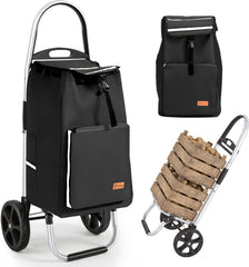 Sekey Einkaufstrolley 3-in-1 klappbar – 50L Einkaufswagen mit Kühlfach, großen Rädern & Sackkarren-Funktion, leichtes Aluminium