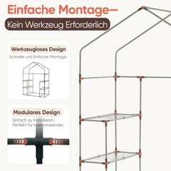 Sekey XL Foliengewächshaus 200×145×75 cm Stabiles Balkon-Gewächshaus mit 4 Regalböden für gesundes Pflanzenwachstum Sekey