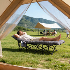 Sekey Feldbett Klappbar mit Matratze 190 × 71 cm – Campingbett bis 200 kg, Faltbett mit 7 cm Matratze, Tragbares Gästebett für Outdoor, Reisen & Zuhause