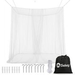 Sekey Moskitonetz für Doppelbett 220×200×200 cm – 2 Eingänge, 360° Insektenschutz, 220 Mesh Feinmaschig, mit Aufhängeset für Zuhause, Reisen & Camping