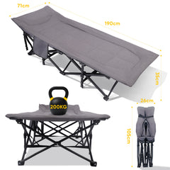 Sekey Feldbett Campingbett Klappbar 190×71×35 cm | 200 kg belastbar | inkl. Matratze & 3-in-1-Seitentasche | Faltbares Gästebett für Camping, Garten & Reise