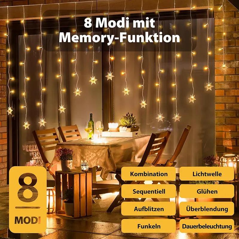Salcar 2 x 1 m LED Schneeflocke Lichtervorhang, 16 Strängen, 104 LEDs, 31V GS-zertifizierte Stromversorgung Sekey